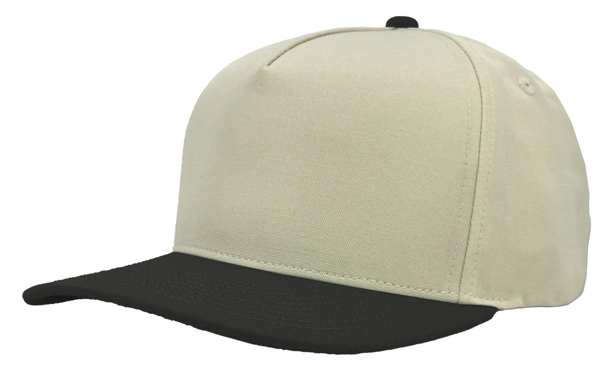 Custom Zapped Headwear Patriot 5-Panel Snapback Hat in Vintage White/Black, ready for personalized logo or design