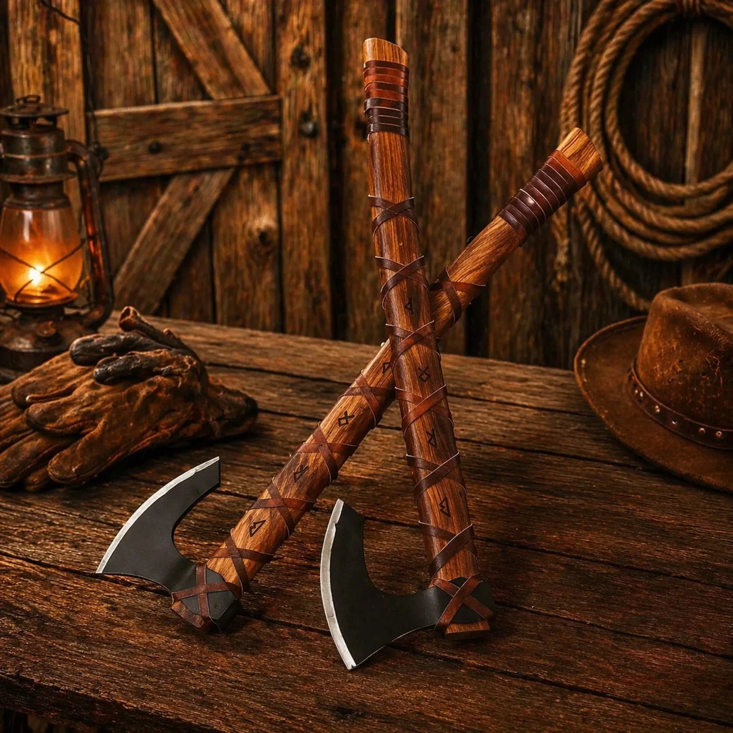 Ragnar Long Axe with Leather Sheath | Hand Forged Norse Hatchet Gift for Men