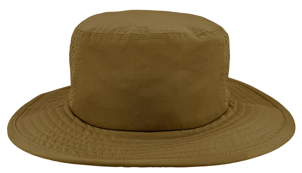 Custom Zapped Headwear Ranger Perforated Boonie Bucket Hat in Caramel, ready for personalized logo or design