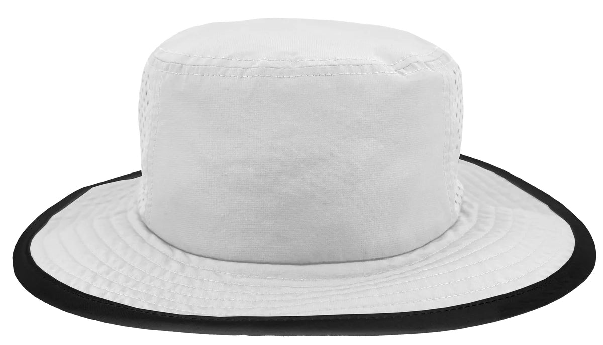 Custom Zapped Headwear Ranger Perforated Boonie Bucket Hat in Off White Black Piping, ready for personalized logo or design