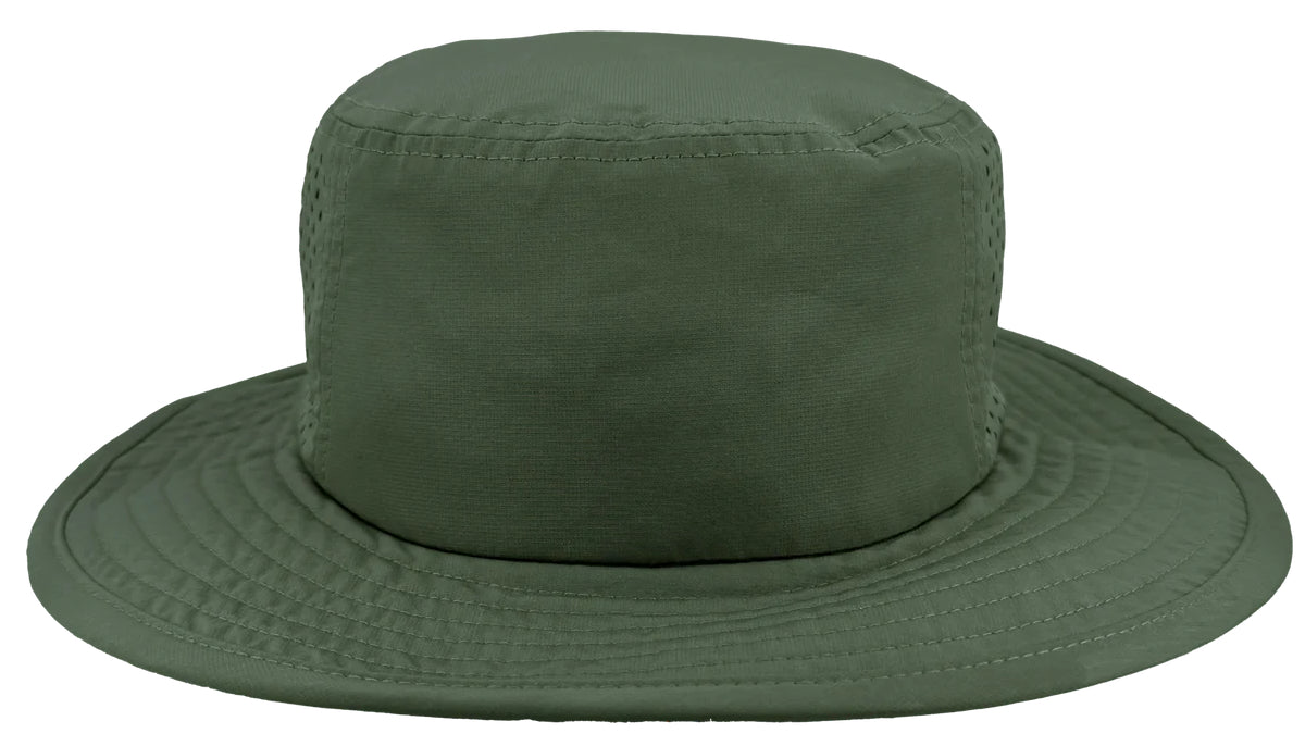 Custom Zapped Headwear Ranger Perforated Boonie Bucket Hat in Steel Green, ready for personalized logo or design