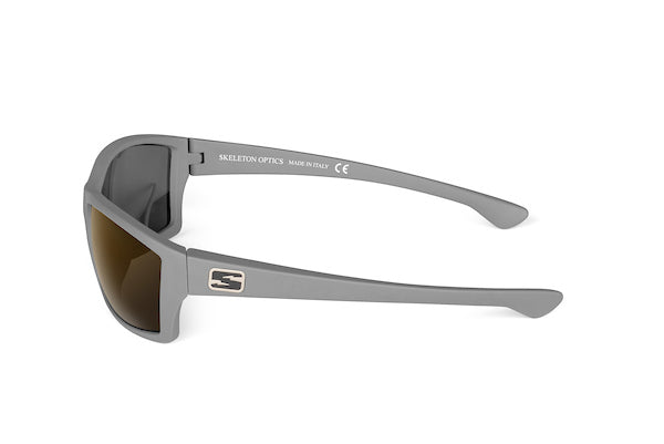 Scout sunglasses in wolf gray finish, temple detail