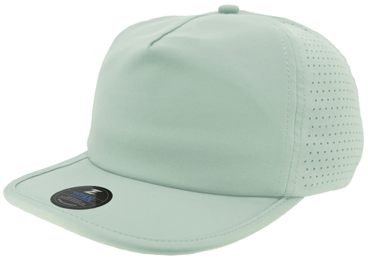 Custom Zapped Headwear Titan 5-Panel Crushable Hat in Mint Green, ready for personalized logo or design
