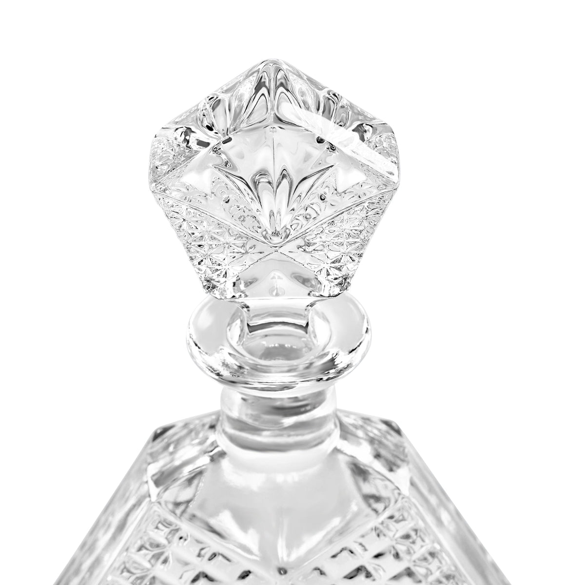 Top view of triangle glass decanter