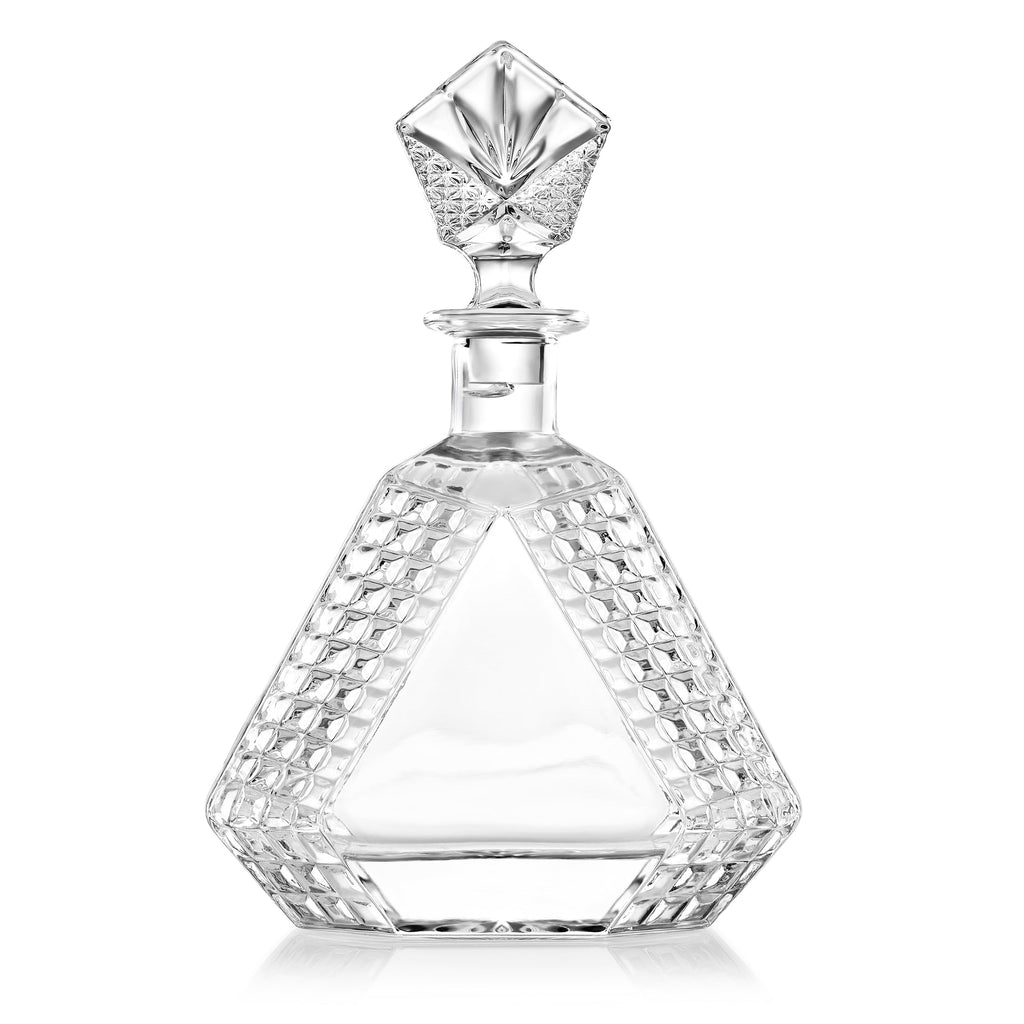 Custom 650ml triangle glass whiskey decanter with glass stopper