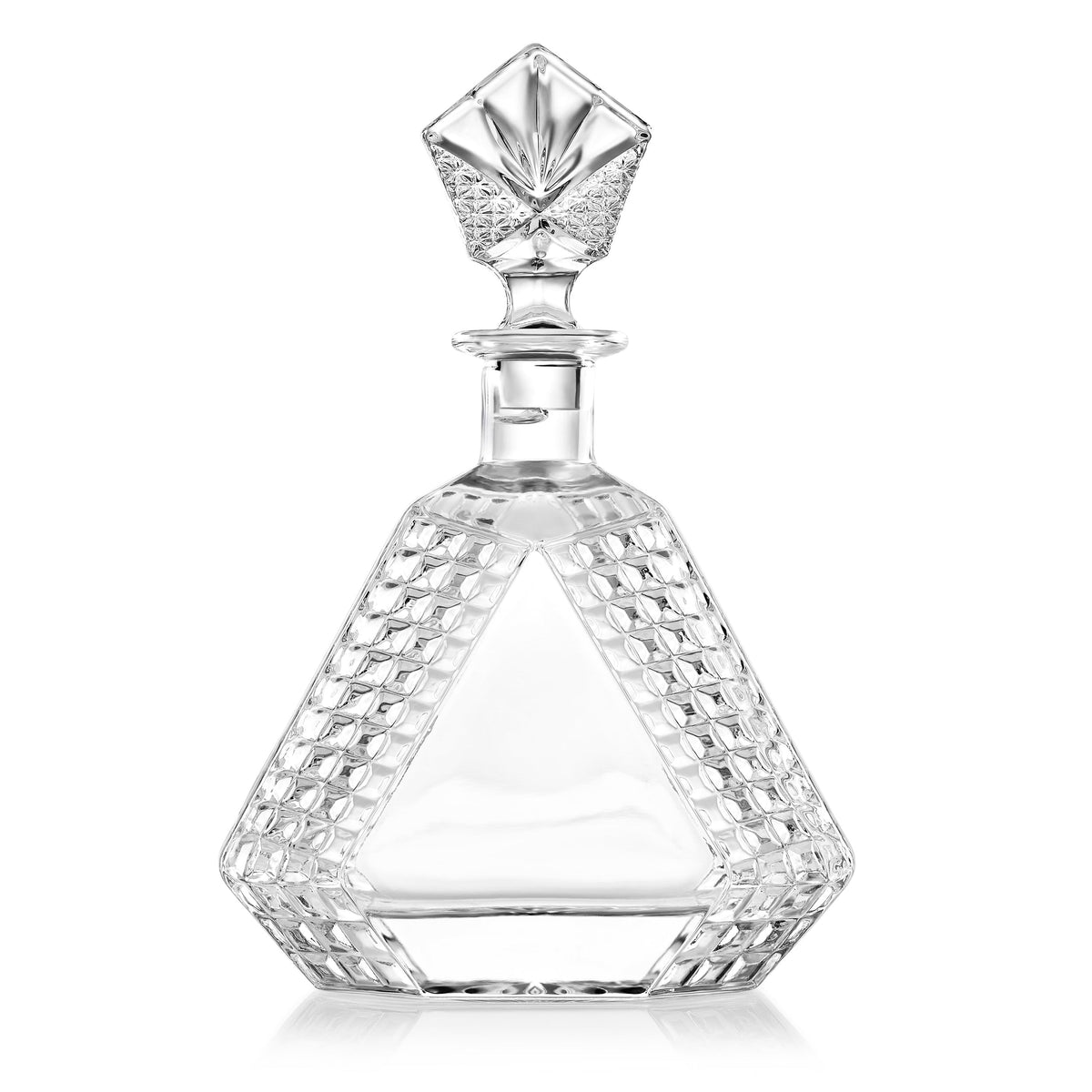 Custom 650ml triangle glass whiskey decanter with glass stopper