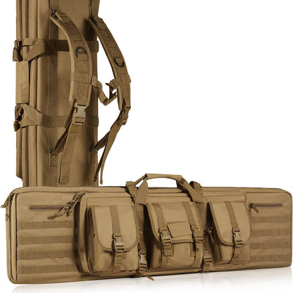 Rifle Bag, 42 inch Tactical Double Long Gun Bag, Soft Rifle Case with Lockable Zipper, Portable Handle & Shoulder Strap, 3 Large Storage Pockets Rifle Case for Two 40" Rifles & 2 Pistols