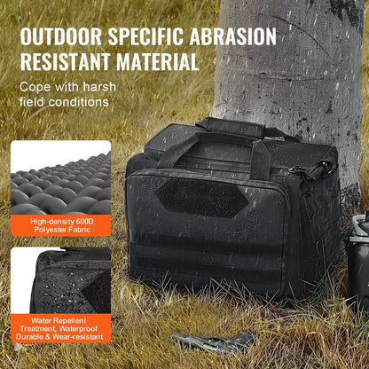 Range Bag for 3 Pistols, Tactical Gun Range Bag with 2 Detachable Baffles & 6 Magazines, Firearm Shooting Handgun Bag for Outdoor Hunting Pistol Bag with Single Shoulder Strip