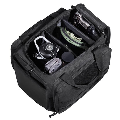 Range Bag for 3 Pistols, Tactical Gun Range Bag with 2 Detachable Baffles & 6 Magazines, Firearm Shooting Handgun Bag for Outdoor Hunting Pistol Bag with Single Shoulder Strip