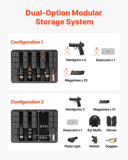 Hard Pistol Case, Heavy Duty Hard Gun Case with XPE Foam Lining, Waterproof Pistol Storage Box with Customizable Interior & Handle for Gun, Lenses, Camera, Gear, TSA Compliant, 15.9x12.5x7.5 in