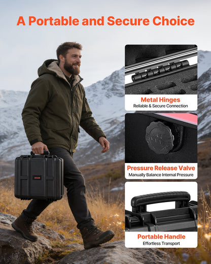 Hard Pistol Case, Heavy Duty Hard Gun Case with XPE Foam Lining, Waterproof Pistol Storage Box with Customizable Interior & Handle for Gun, Lenses, Camera, Gear, TSA Compliant, 19.3x17.1x8.3 in