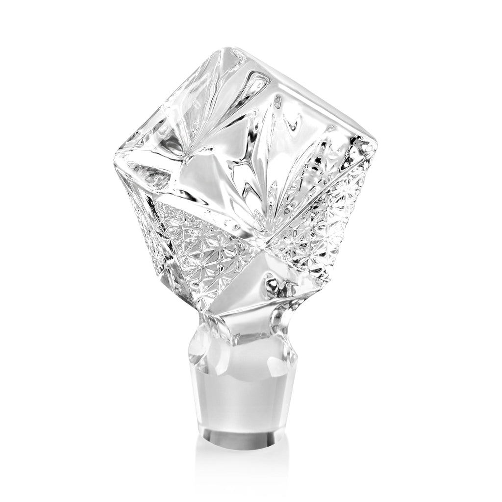 Solid glass triangle crown stopper for decanter