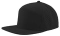Custom Zapped Headwear Youth Osprey 7-Panel Perforated Snapback Hat in Black, ready for personalized logo or design