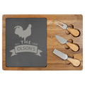 Custom Acacia Wood/Slate Rectangle Cheese Set with Three Tools