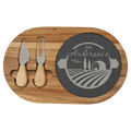 Custom Acacia Wood/Slate Oval Cheese Set