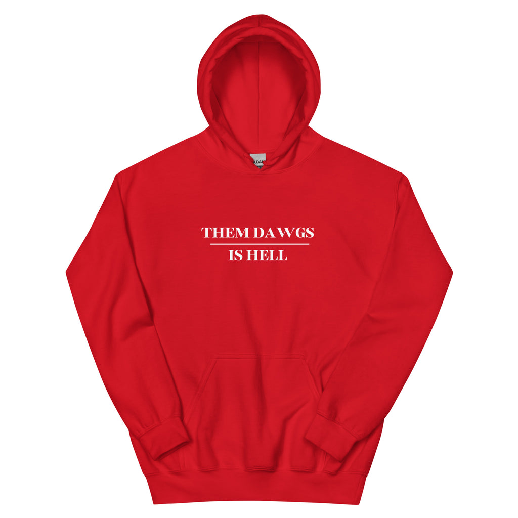 Georgia Bulldogs Them Dawgs is Hell hoodie, front detail